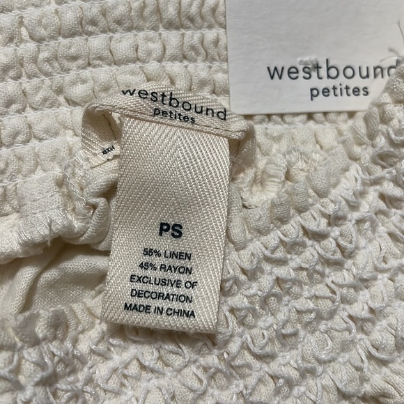 Westbound Womens Linen Blend Pull On Capri Pant White Ivory Elastic Waist Petite - Picture 10 of 12